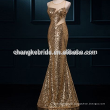 Gold shining sparkle sexy back Mermaid Evening Dresses Sequined Long Formal Evening Gowns